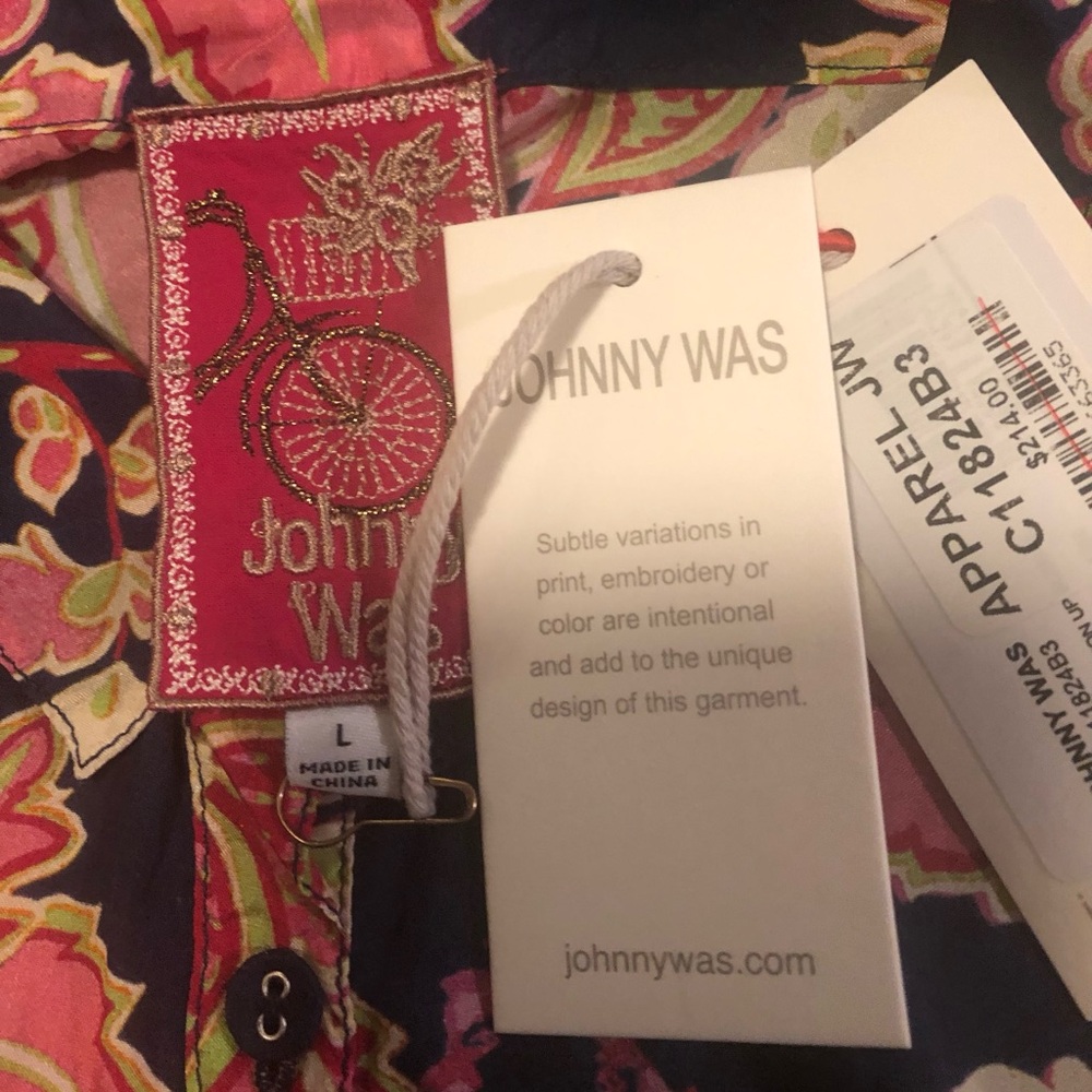JOHNNY WAS MONTREUX FLORAL SILK SIZE L - Picture 9 of 11